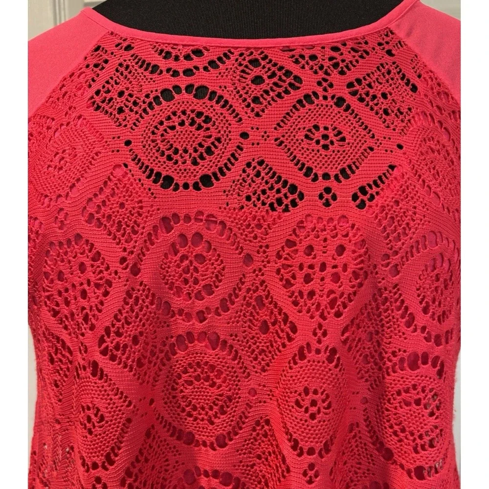 Yest Lace‎ Overlay Sheath Dress Size 6 Pink Handkerchief Hem Sleeveless Festival